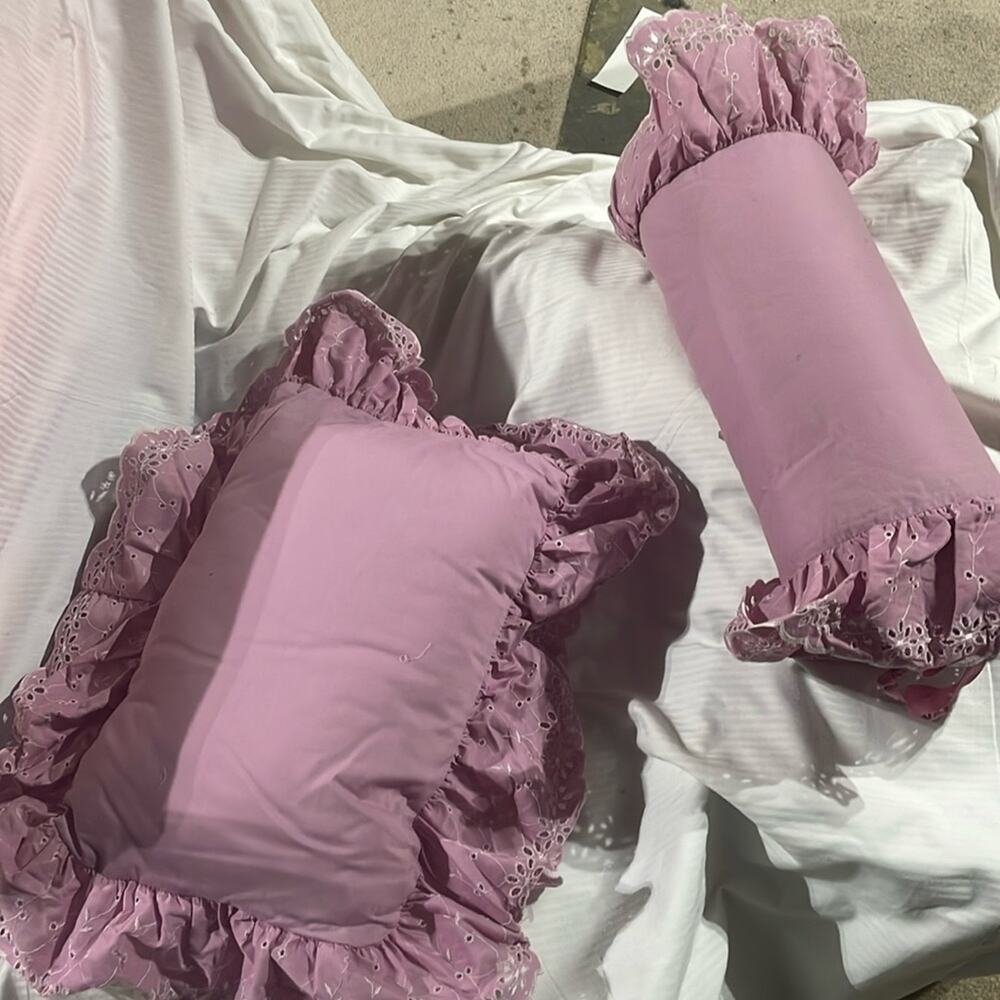 Rose colored pillows bolster round and rectangular removable covers nwot